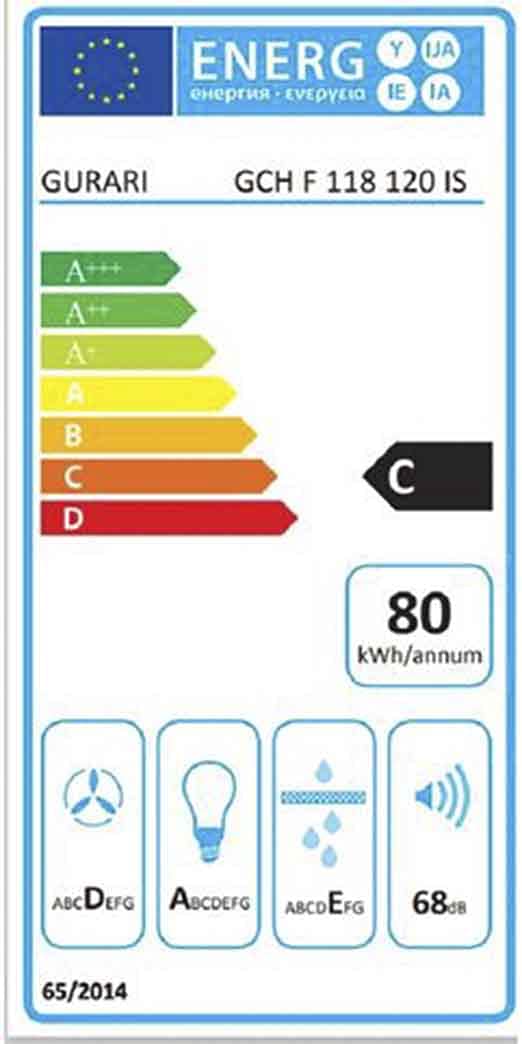 Gurari Cappa Da Parete GCH F 118 120 IS – 120 Cm, 1000 M³/h, 3 Livelli, Acciaio Inox, Con LED, Scarico/Ricircolo