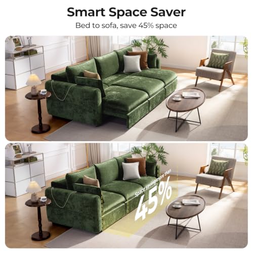 Image of 103 inch Electric Pull Out Sleeper Sofa Bed, 2in1 Power Extendable Couch Bed