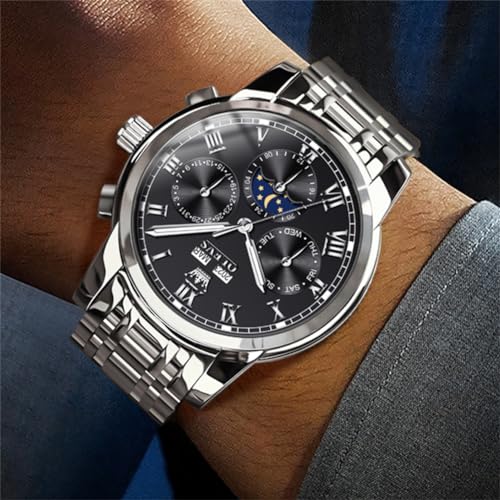 Image of OLEVS Watches for Men Automatic Mechanical Self Winding Dress Wrist Watch Multifunction Calendar Waterproof Luminous