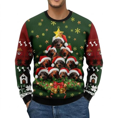 Ugly Christmas Sweater For Women Dog Christmas Tree Crew Neck Sweatshirt | Funny Sweatshirt 3D Graphic Long Sleeve Crewneck Christmas Sweatshirts Pullover Top - image 5