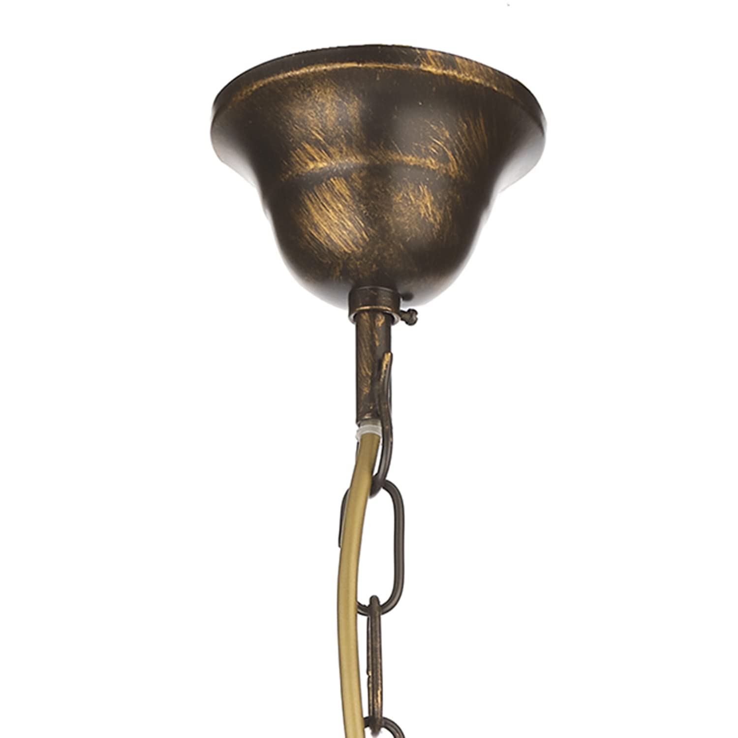 ONLI Forgiata - Lampadario 3 Luci, Vetro opaco color Bianco, Metallo Marrone spennelato Oro, Stile Rustico