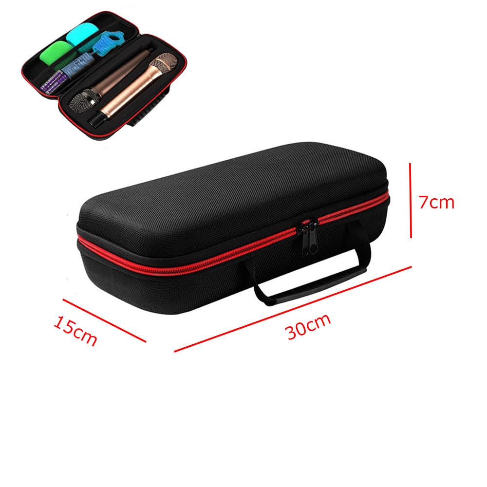 Sac de microphone, étui de voyage pour microphone avec double compartiment, étui rigide en EVA avec séparation des fentes, noir