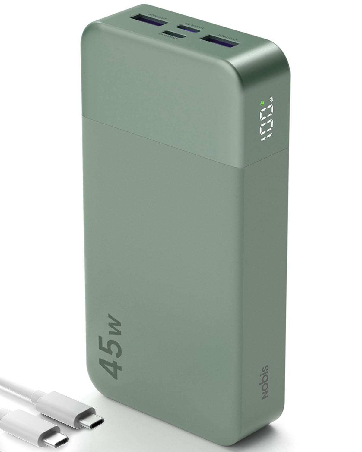 NOBIS 45W Batterie Externe 20000mAh – Power Bank Charge Rapide, 2×USB-C (in/Out) & 2×USB-A, Affichage numérique & Mode Faible Courant, Compatible avec Phone 17 16 S25, Consoles de Jeu
