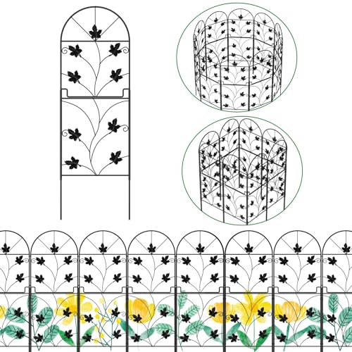 LIANTRAL Garden Fence 10 Pack, Animal Barrier Fence, Rustproof Metal Fence Panels, No Dig Fence Patio Border Animal Fencing for Dog Rabbit Yard Patio Outdoor Decor, Total 38.7in (H) x 10.5ft (L)