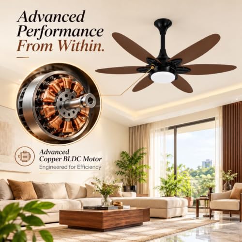 Buy XUGA Velor F11B BLDC Ceiling Fan for Home | 1200mm Sweep | 320 RPM High Speed | 210 CMM Air Delivery | Remote Control with 6+Boost Speeds | 32W Energy Saving Motor | 5 Year Warranty | SMOKE BROWN Online at Low Prices in India - Amazon.in - Image 8