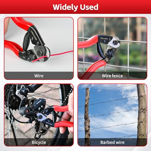 Image of TOOLEAGUE 8 inch Heavy Duty Cable Wire Cutters, Stainless Steel Wire Rope Cutter for Cable Deck Railing, Decking, Wire Seals,Aircraft Bicycle