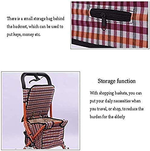 Trolley Einkaufstrolley Praktischer Klappwagen - Vierrädriger Einkaufswagen für ältere Menschen - Ein Rollator mit Rollsitzen – Bild 7