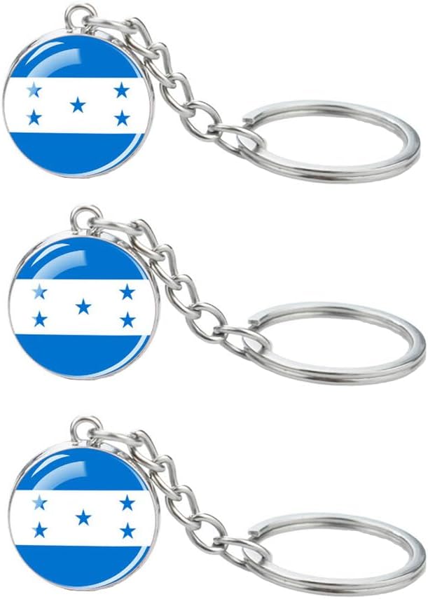 3 Pcs Honduras Flag Key Chain,Cool Keychain for Car Keys, Stainless Steel Keyrings & Keychains,Used for Home Decoration, Jewelry Hanging Decorations.