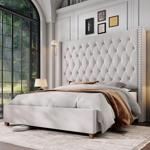 Jocisland King Size Bed Frame with 61.4