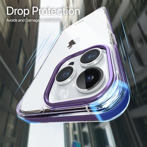 Image of Vaku Luxos Apex Series Back Cover Case for iPhone 15 Pro Max Metal Frame Camera Bump Scratch Resistant Slim Thin Military-Grade Protection - Purple