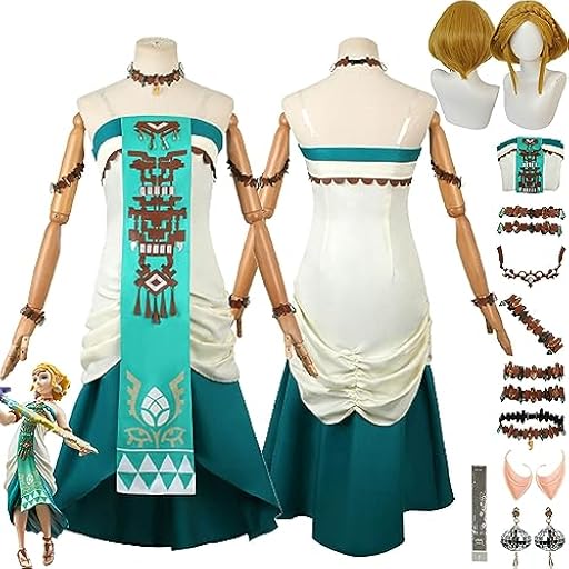 bbganlian Personaje del juego Zelda Disfraz de cosplay Juego de role Uniforme Conjunto Completo Halloween Fiesta Carnaval Traje de vestir con Peluca Tocado Pendientes para Mujeres (S) | Ya disponible en tu tienda friki favorita! En mundofriki.es!