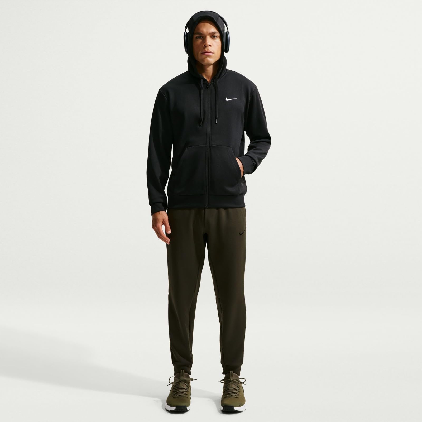 Nike Męska bluza z kapturem Hyverse Dri-FIT UV Fleece Full-Zip Hoodie, czarny/biały, M