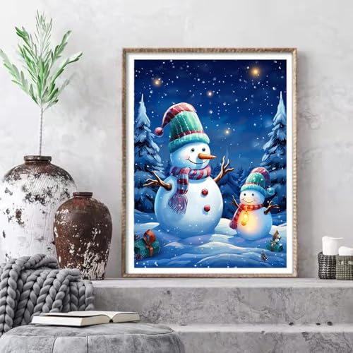Image of Eiazuiks Christmas Diamond Painting Kits for Adults, Snowman and Christmas Tree 5D DIY Diamond Art Kits Full Drill Diamond Dots for Gift Wall Decor and Relaxation Gem Arts 12x16 inch