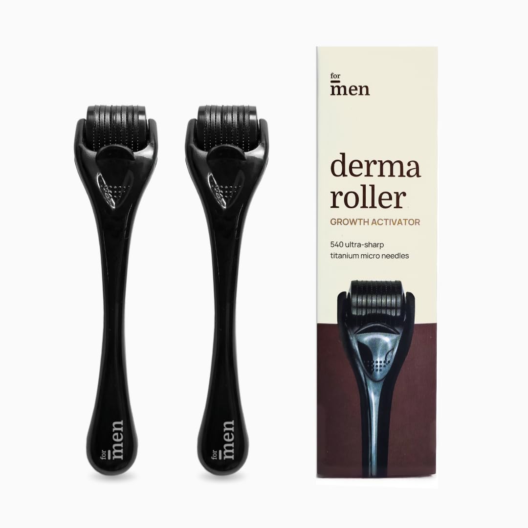 ForMen Growth Activator Facial Roller for Skin & Hair Care | 540 (0.5 mm) Titanium Micro-needles | Reduces Acne Scars, Promotes Skin Aging & Hair Growth | For Men & Women - Pack of 2