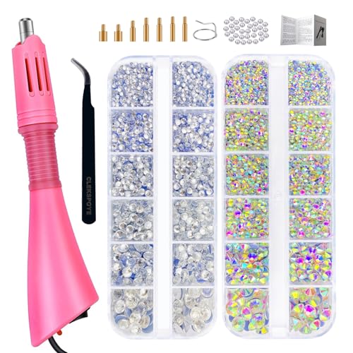 Hotfix Rhinestones Bedazzling Kit Iron-on Hot Fix Applicator Setter Tool with Rhinestones Hot Fixed Wand for Clothes Clothing Fabric Crafts Crystal