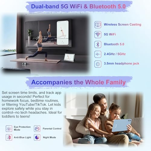 Image of Android 15 Tablet 30GB+128GB+1TB Expand, 2026 10.1 Inch Octa-Core 8000mAh Electronics Tablets with Keyboard Mouse, Gemini AI, 5G WiFi, 1280x800 IPS Touchscreen, GPS, BT5.0, Widevine L1 -Metal Blue