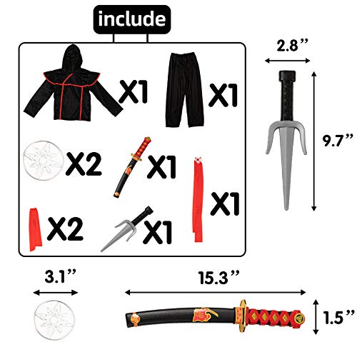 Joy Bang Ninja Child Costume Kids Halloween Costume Boys Ninja Clothes with Weapon Black - Thumbnail 3