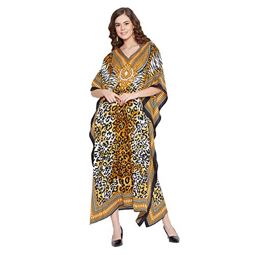 Image of Oussum Women Plus Size Kaftan Kimono Loose Maxi summer dresses for women Beach 3 /4 Sleeve Casual lounge dress Boho