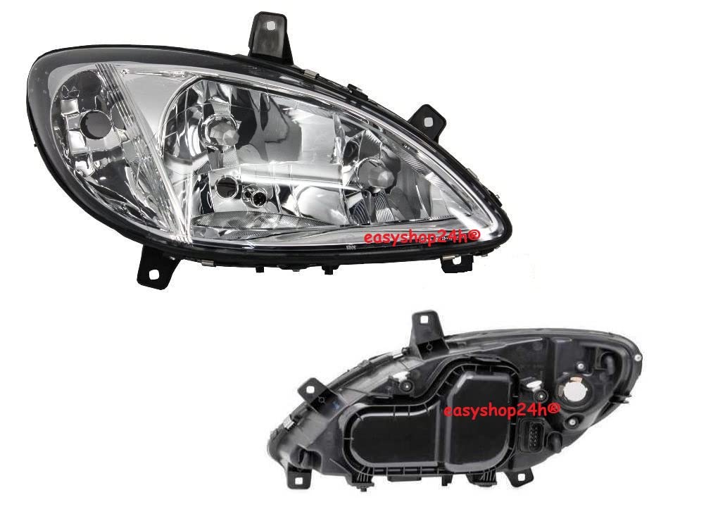 Set Faro Fanale Proiettori Anteriori Destro e Sinistro Compatibili per Vito Viano W639 da 2003 a 2010 H7 Con Regolazione Elettrica