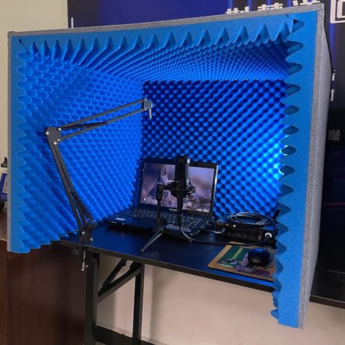 Cubo de aislamiento de micrófono, cubierta insonorizada de escritorio, cabina vocal portátil, sala de aislamiento de sonido para estudio de grabación, podcasts, canto y transmisión