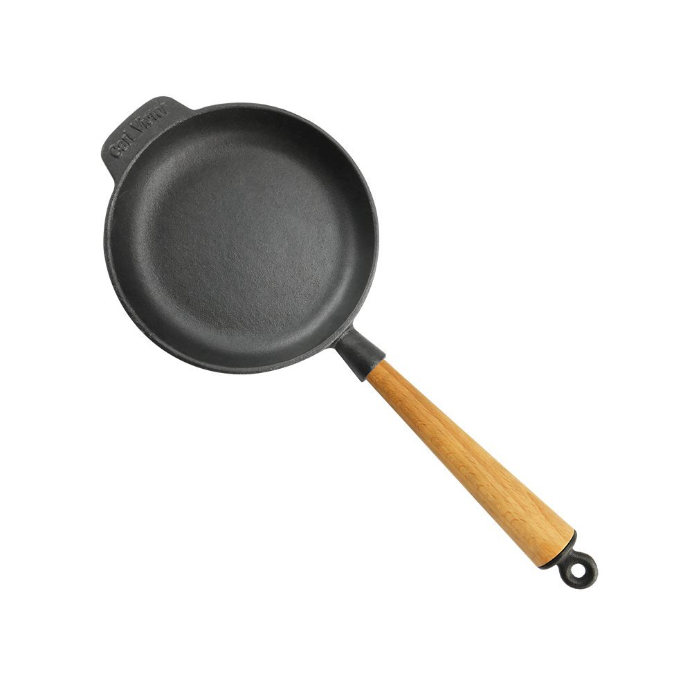 Bratpfanne aus Gusseisen 18 cm heller Holzgriff Carl Victor