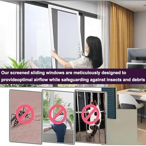 Aluminum Sliding Window, Replacement Home Windows with Tempered Glass, Basement Ventilated Window for Shed/Bathroom/Kitchen/Bedroom/Living Room(Black,36x24\") - Thumbnail 3