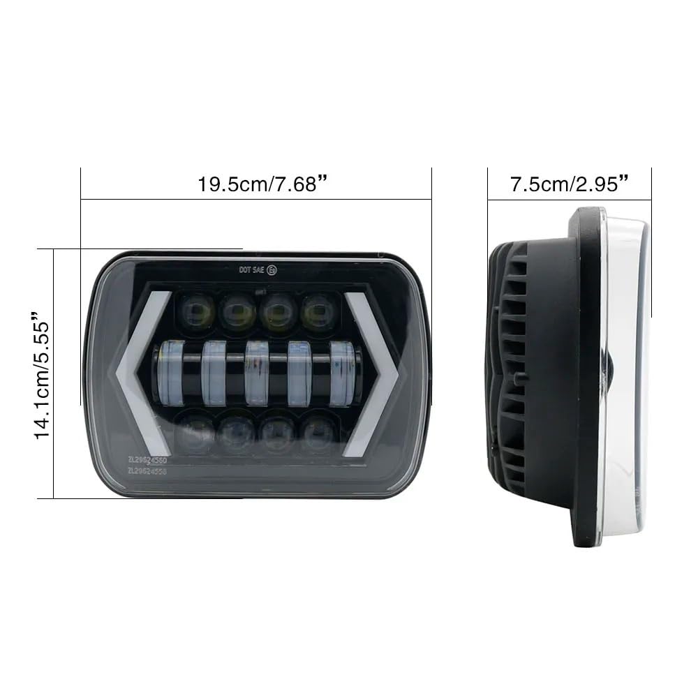 Faro Anteriore Quadrato H4 Da 90 W 7x6'' 5x7 Per Toyota Per Pick-up Per MR2 Per Celica Impermeabile LED Bianco DRL Ambra Indicatori Di Direzione Camion Principale Fari Faro