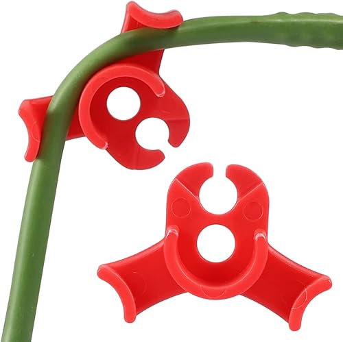 LucyPhy 30 Pack Plant Bender Angle Adjustable Plant Training Clips Low Stress Training Clips 90 Degrees Plant Stem(Circle Style,Red)