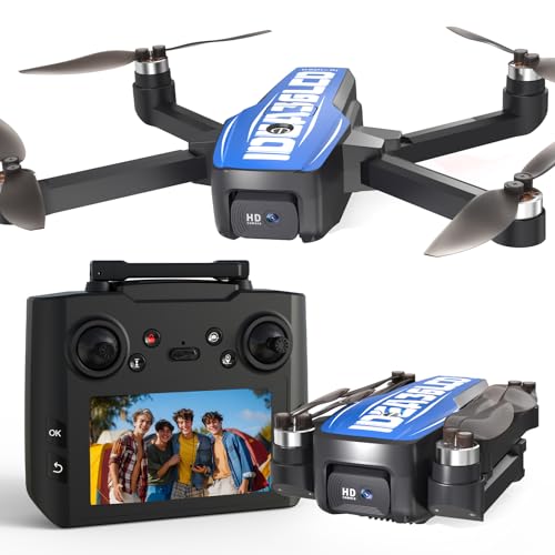 LE-IDEA GPS Drones with Camera for Adults 4k, IDEA36LCD Mini Drones with 4.5-inch LCD Screen Brushless Motor Optical Flow Positioning One Key Start, Foldable Remote Control Quadcopter for Beginners