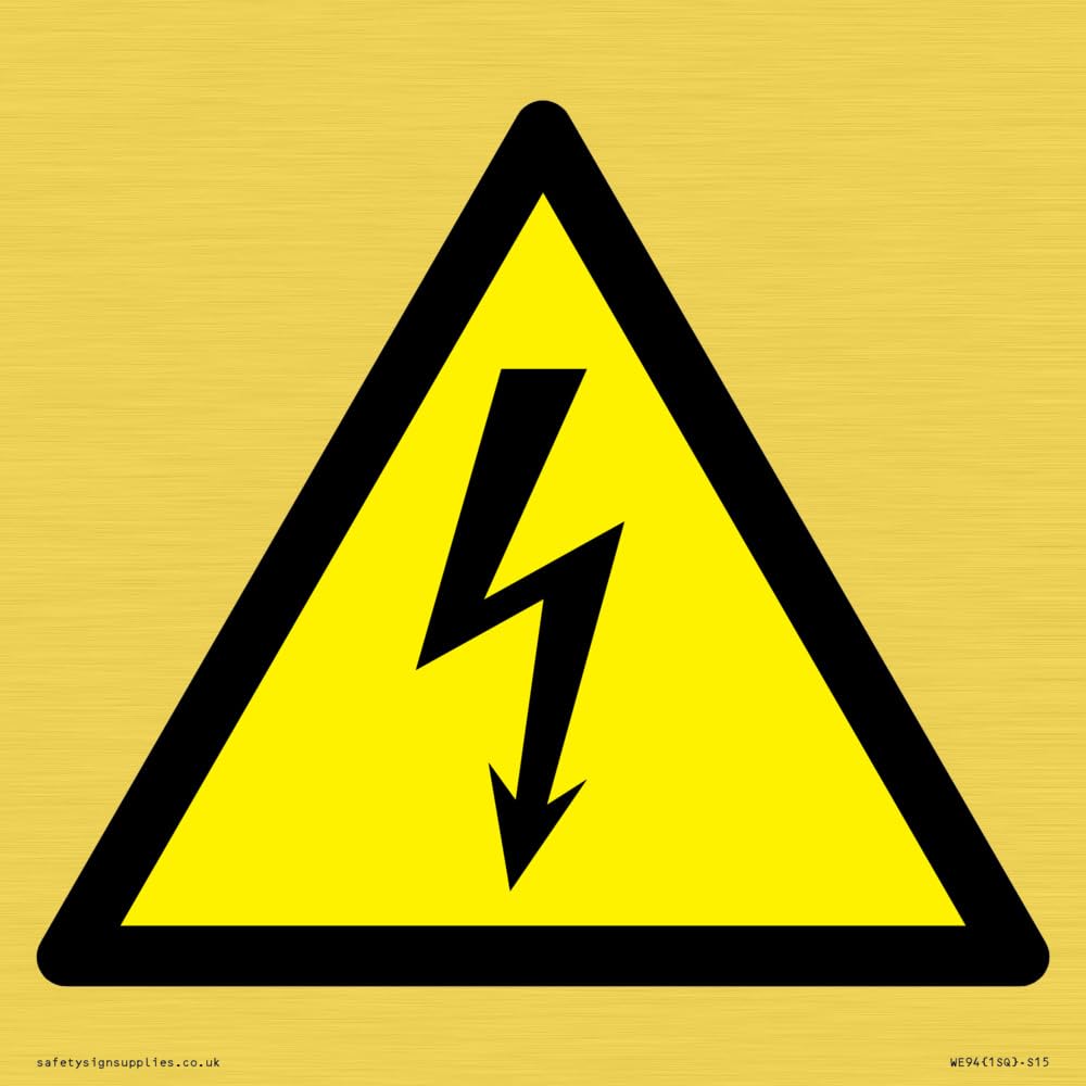 W012 Warning: Electricity Sign - 150x150mm - S15
