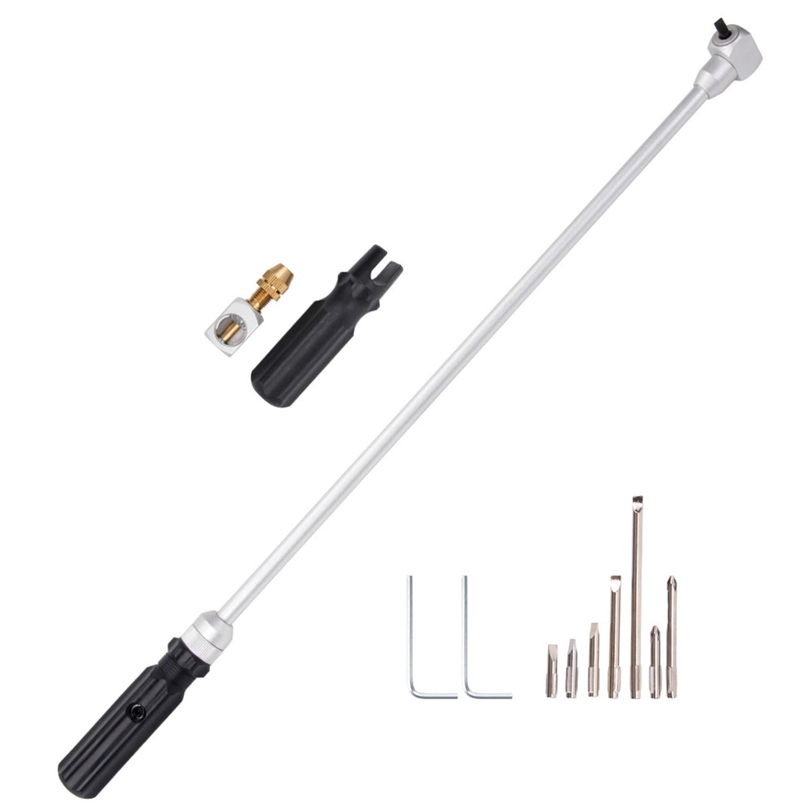 Herramienta de ajuste de carburador extendida de 480 mm con accionamiento de 90 grados para inactivos y tornillos mixtos, ajuste de carburador, mezcla de carbón y aire