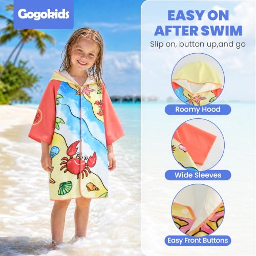 Image of Gogokids Kids Swim Cover Up, Lightweight Microfiber Changing Poncho with Carry Bag, Beach Pool Coverup for Boys Girls