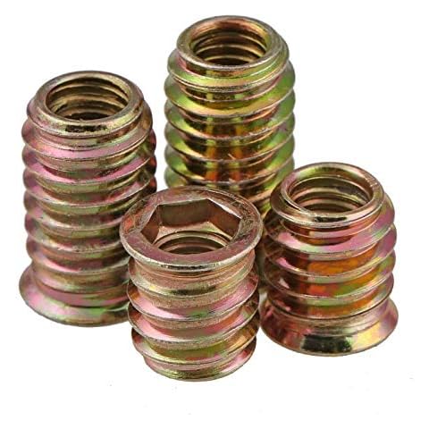 5/10Pcs M4 M6 M8 M10 Carbon Steel Thread For Wood Insert Nut Flanged Hex Drive Head Furniture Nuts (Size : M6 17MM 10PCS) Cover