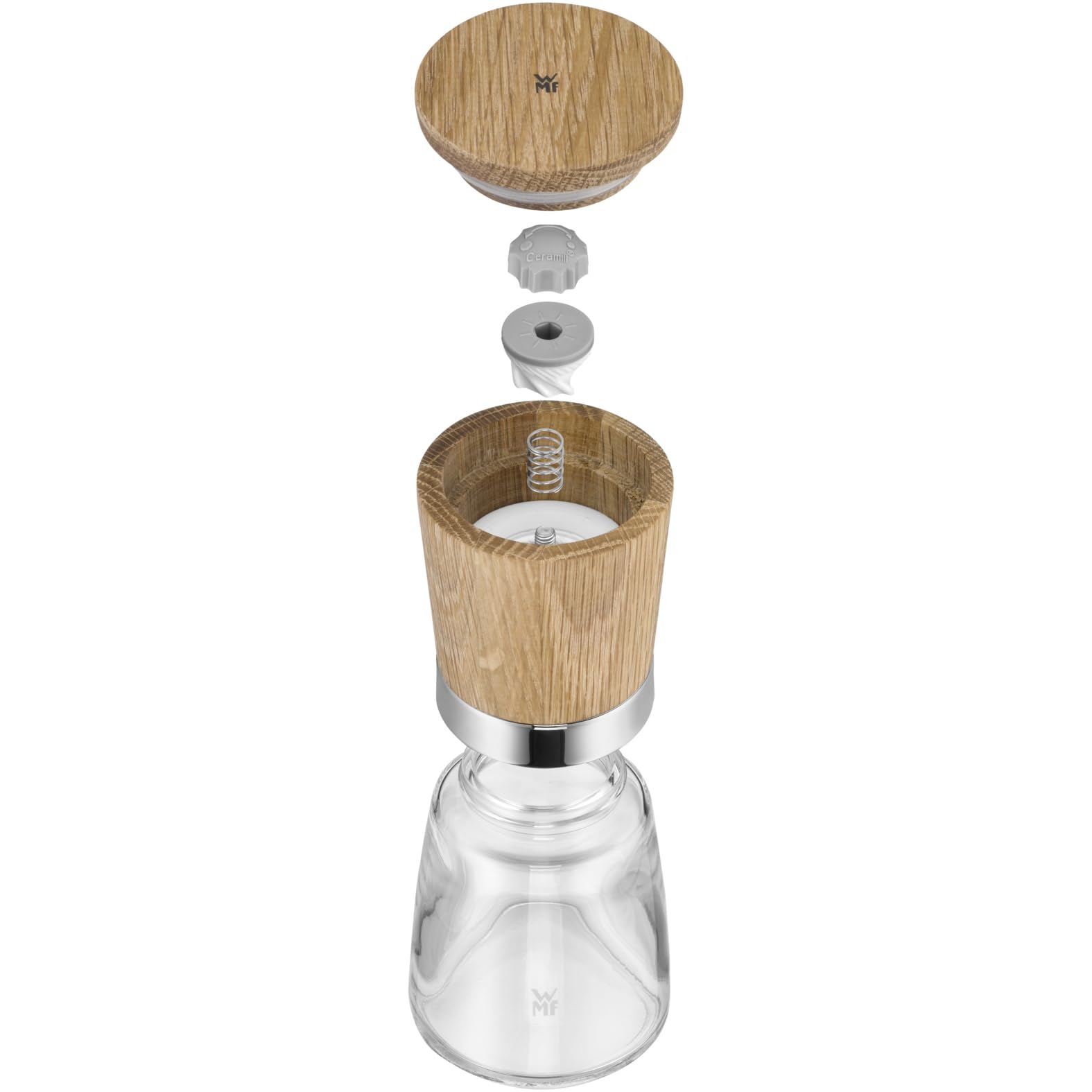 WMF Ceramill Nature Salz und Pfeffermühle Set 2-teilig, Gewürzmühle holz, unbefüllt, für Salz, Pfeffer, Chilli, Salzmühle, Pfeffermühle Holz, Grinder, Keramikmahlwerk
