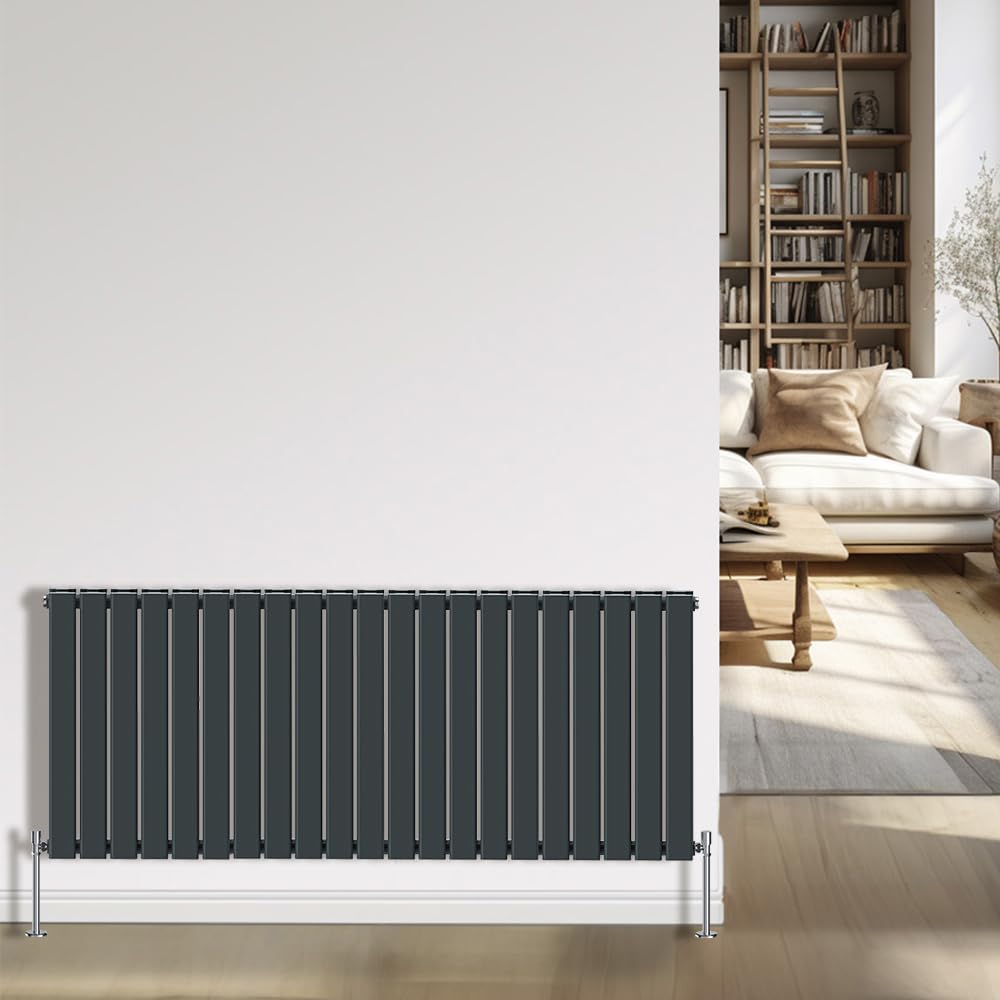 Nrg Anthracite Radiator 600X1428mm Double Flat Panel Home Designer Radiator