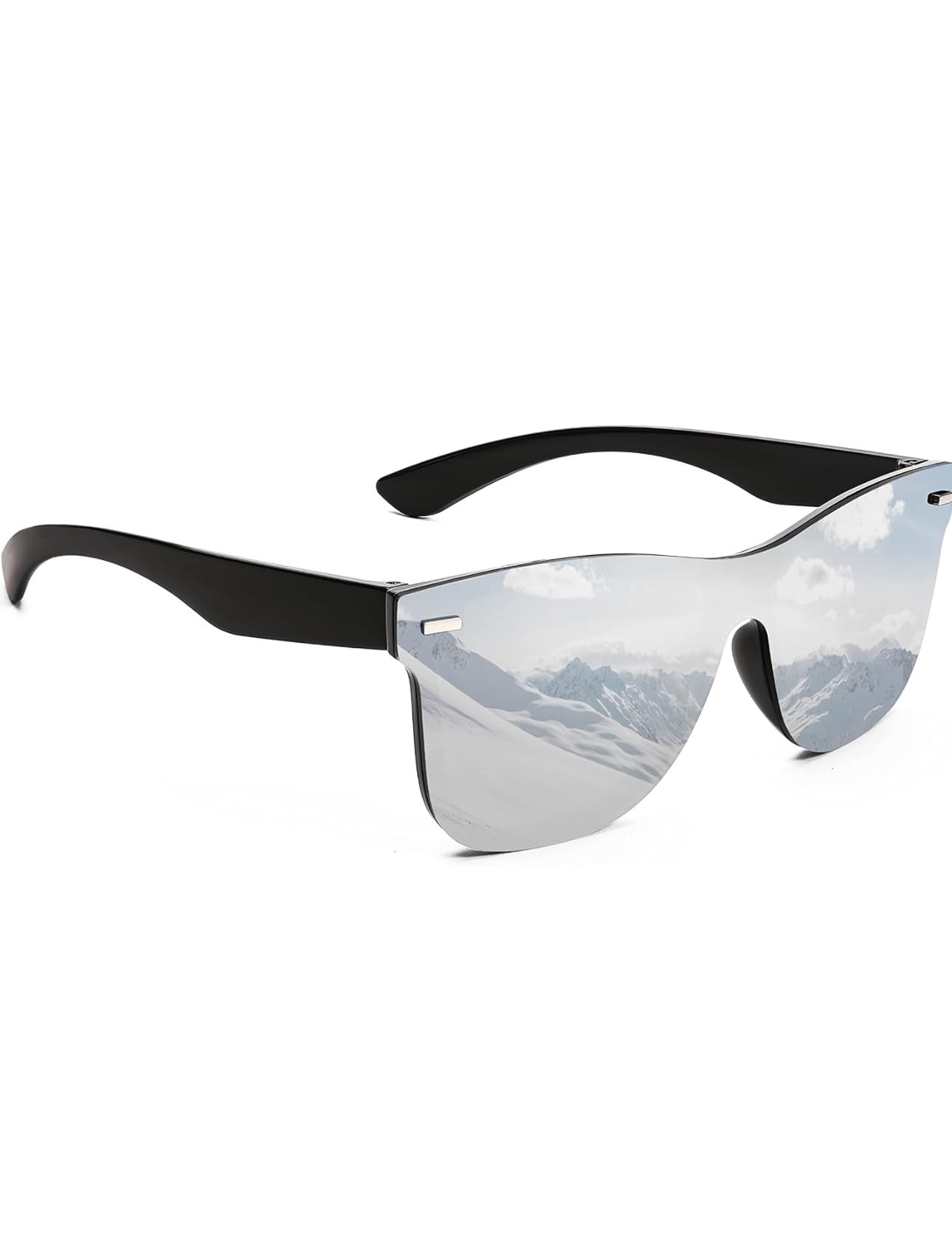 Unisex Black Trendy Rimless One Piece Lens Polarized Sunglasses Reflective Shades For Men Women, Free Size-image-38