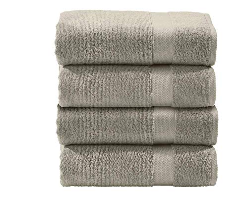 DONE Deluxe Handtücher 4er Set Zwirnfrotier Weich Hautfreundlich 100% Baumwolle Taupe 50x100cm, 550gr/m²