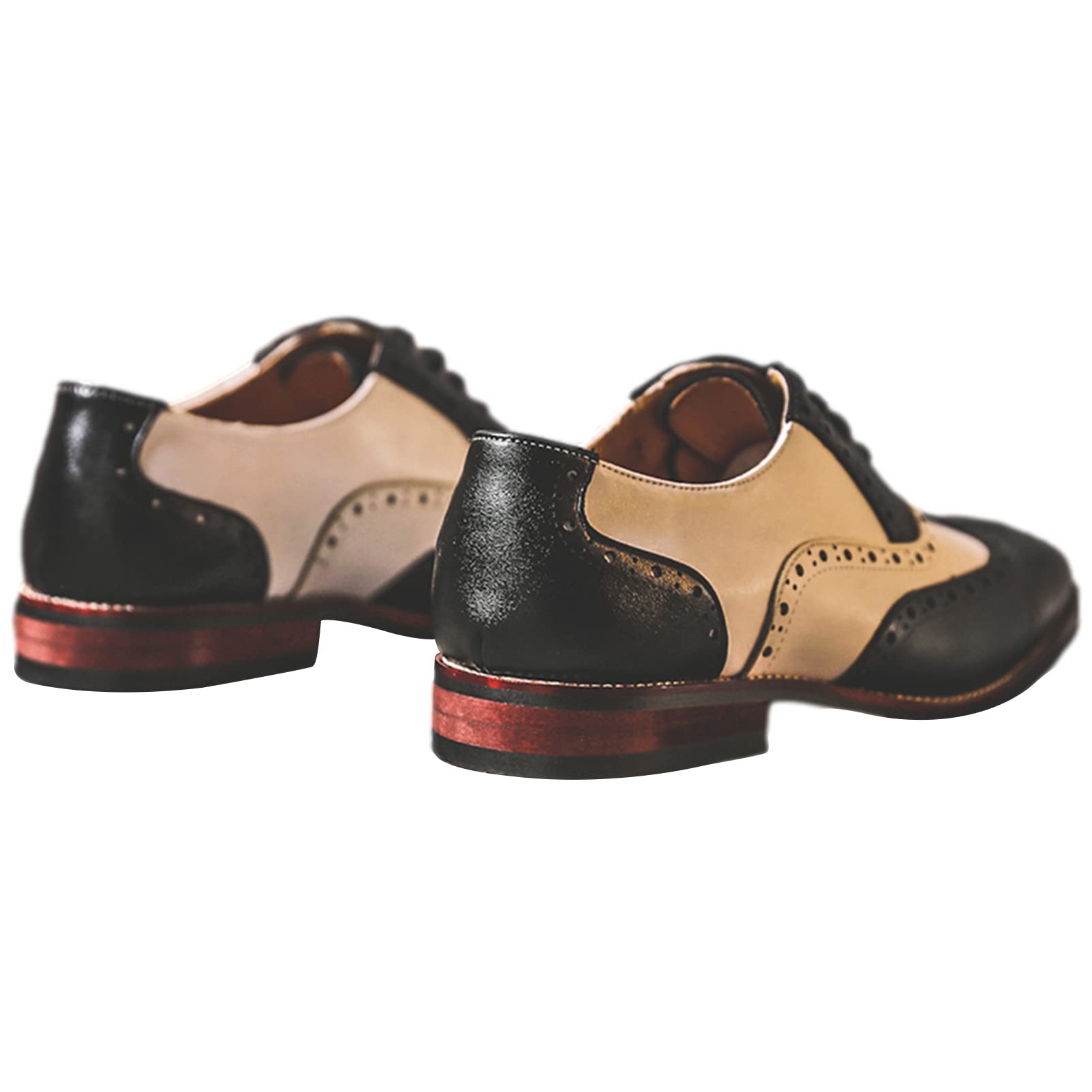 ANUFER Uomo Bello Scarpe Brogue Scarpe da Sposa Oxford Pelle in Microfibra Colori di Cucitura Scarpe Eleganti da Cerimonia