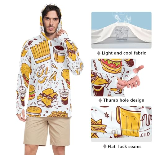 Cute Dog Men's UPF 50+ Sun Shirts Quick Dry Sun Protection Hoodie UV Long Sleeve T-Shirts 18314