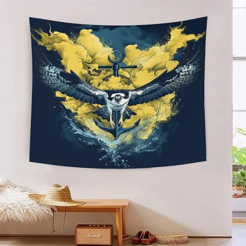 Tapisserie murale aigle 3D grand format 180x230 cm en tissu pour décoration de chambre et salon