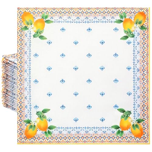 Set de 12 Servilletas de Tela con Estampado de Limón 17x17 pulg miniatura 1
