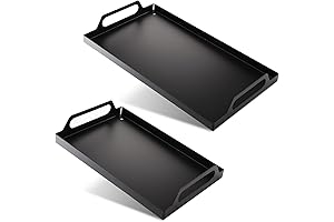 Peohud Black Metal Tray: 2 Pack Serving Elegance
