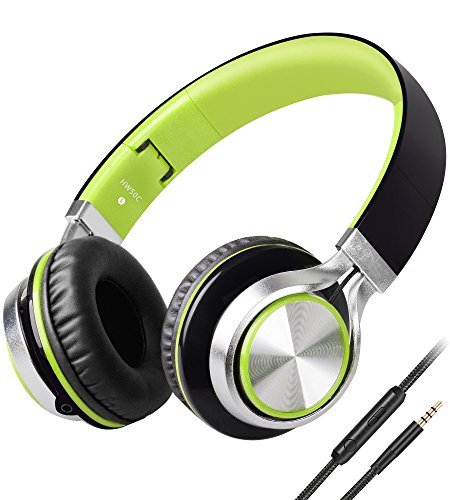 BienSound HW50 Stereo Folding Headsets Strong Low Bass Headphones with Microphone for iPhone, All Android Smartphones, PC, Laptop, Mp3/mp4, Tablet MacBook Earphones (Black/Green)