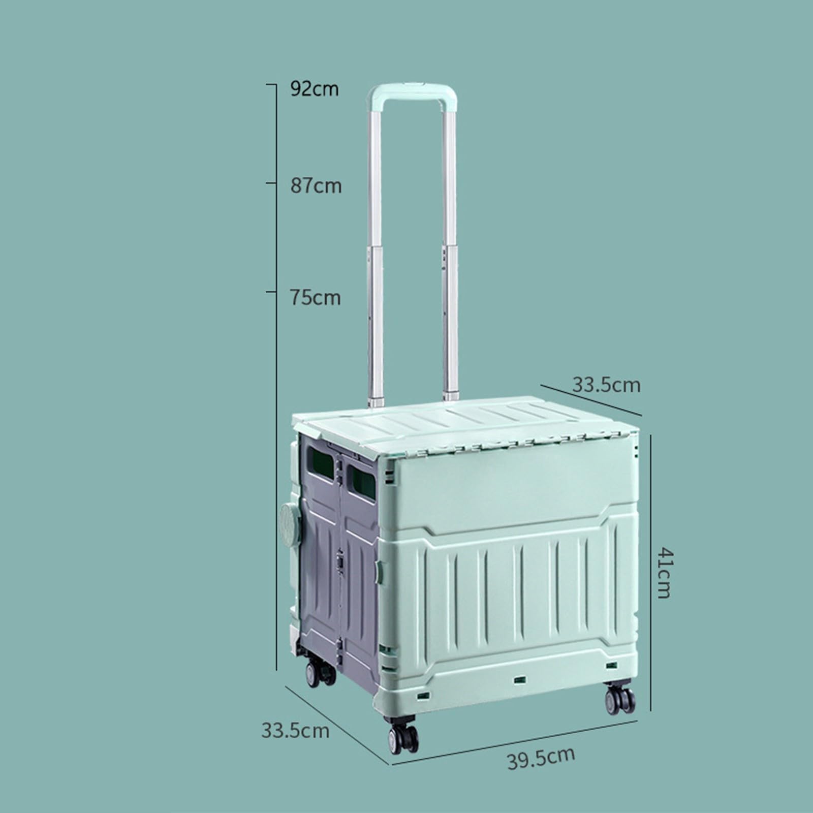 Scatola portaoggetti pieghevole con coperchio, portatile, con manico in alluminio regolabile, per shopping, viaggi, ufficio, 34 x 40 x 41 cm, facile da trasportare e riporre