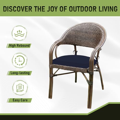 Image of Basic Beyond Outdoor Chair Cushions Set of 4, Outdoor Cushions for Patio Furniture, Water Resistant Patio Chair Cushions with 2 Ties, 17x16x2, Navy