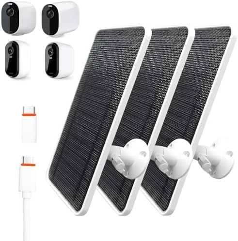 Arlo Pro 4 Lot De 4 Chargeurs De Panneau Solaire Compatibles Avec Caméra Spot Arlo Essential / XL, Chargeur De Arlo Panneau Solaire