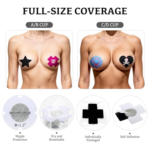 Image of Glitters Pasties Rave Pack Nipple Covers Stickers Disposable Sticky Breast Petals Bra for Women Rave Outfit Party