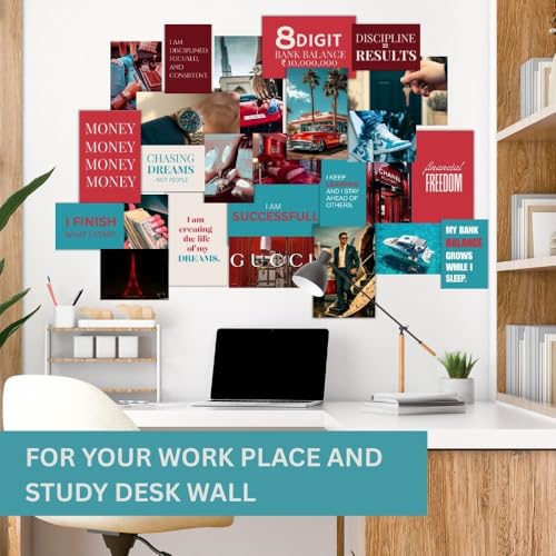 Image of Good Hope Hustler's Vision Board Wall Collage Posters Set of 24 Pcs without Frame 10 A4 Size 8x10 & 14 A5 size Prints for Money Motivation For Room Wall