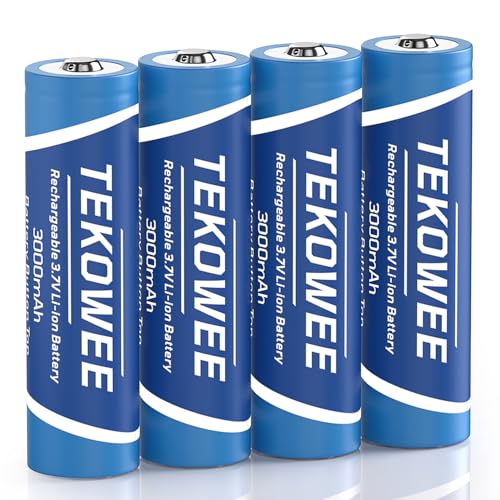 4 Pack 18650 Rechargeable Battery Button Top 3000mAh High Capacity, 3.7V Rechargeable Battery for Headlamp, LED Flashlight, Fans, Cameras, Toys