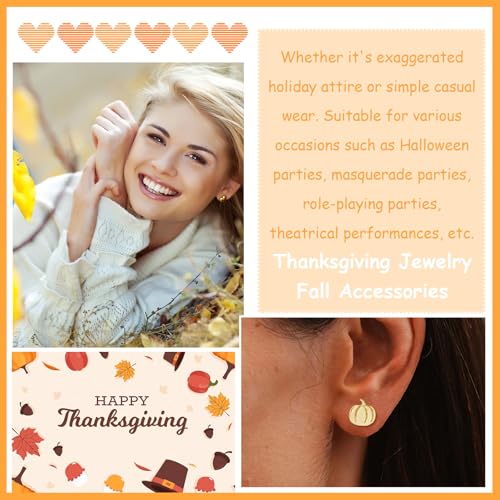 Dcfywl731 Pumpkin Necklace Earrings Set Fall Jewelry Silver Gold Pumpkin Necklace Jewelry Set Stud Earrings Autumn Thanksgiving Gifts2